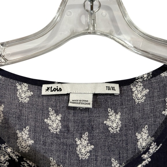 NWOT, LOIS, Navy Blue Viscose Tunic Dress With Pattern, XL - Picture 4 of 9